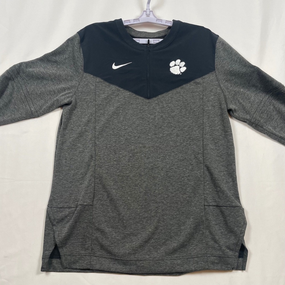 Nike Clemson Tigers Leadership Academy Coaches Pullover Jacket Gray Black Mens M